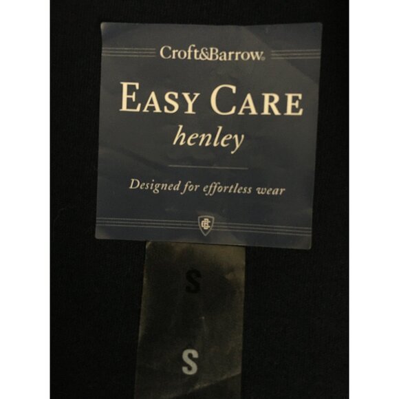 Croft n Barrow Mens Top Size S Easy Care Henley Navy Long Sleeve Navy Blue New - Picture 9 of 16